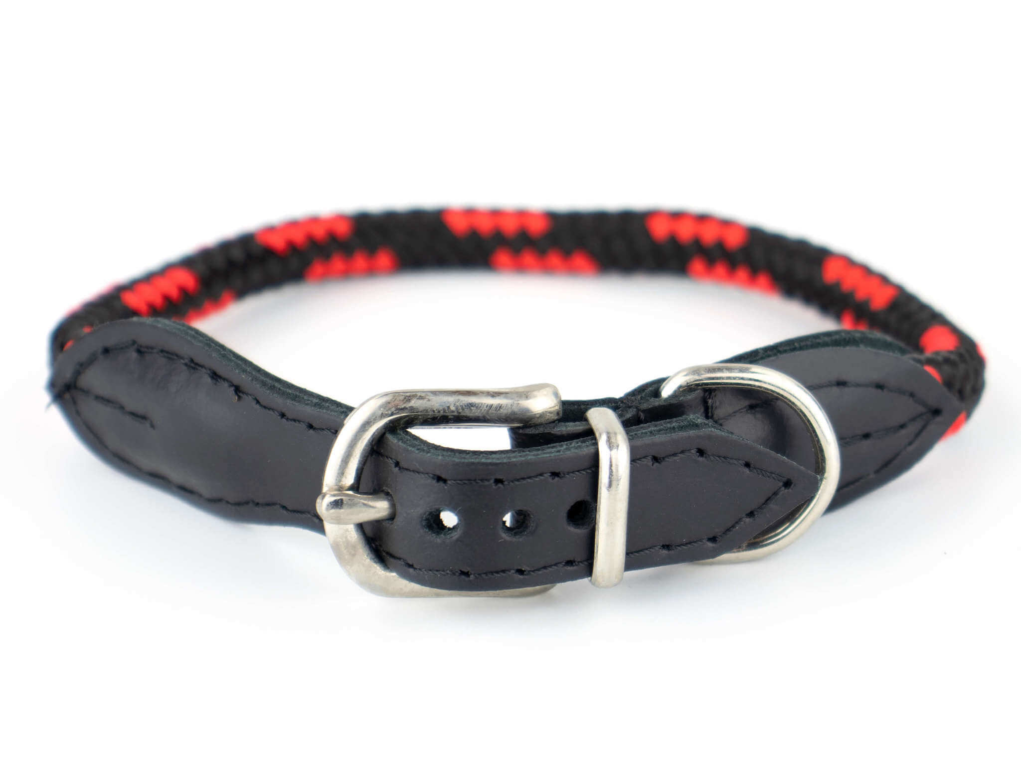 Levně Rope obojek pro psa z lana | 32 - 39 cm Barva: Černo-červená, Obvod krku: 32 - 35 cm