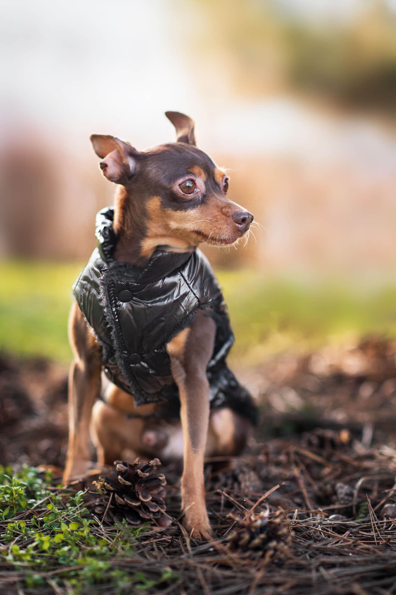 Levně Warm zimní bunda pro psa s kožichem Barva: Černá, Délka zad (cm): 30, Obvod hrudníku: 30 - 40 cm