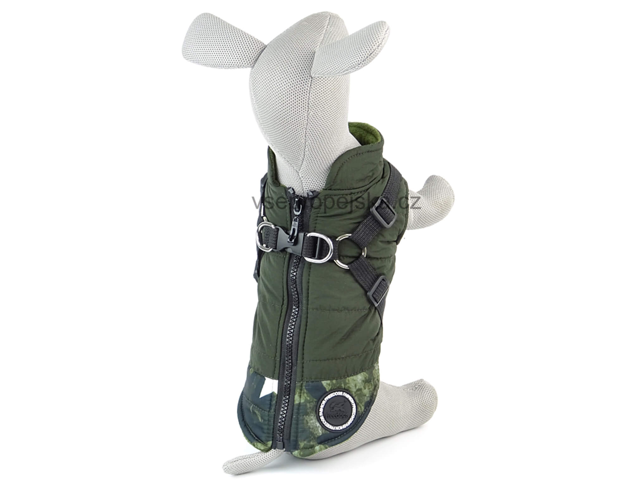 Vsepropejska Harness zimní bunda pro psa s postrojem Barva: Zelená, Délka zad (cm): 36, Obvod hrudníku: 40 - 49 cm