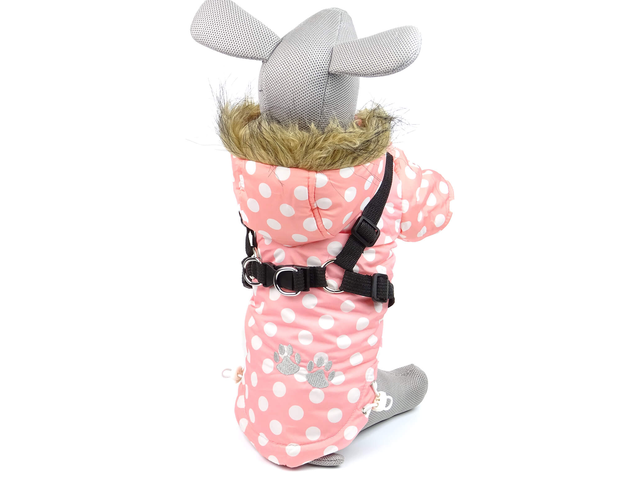 Vsepropejska Spotty zimní bunda pro psa s postrojem Barva: Růžová, Délka zad (cm): 28, Obvod hrudníku: 34 - 37 cm