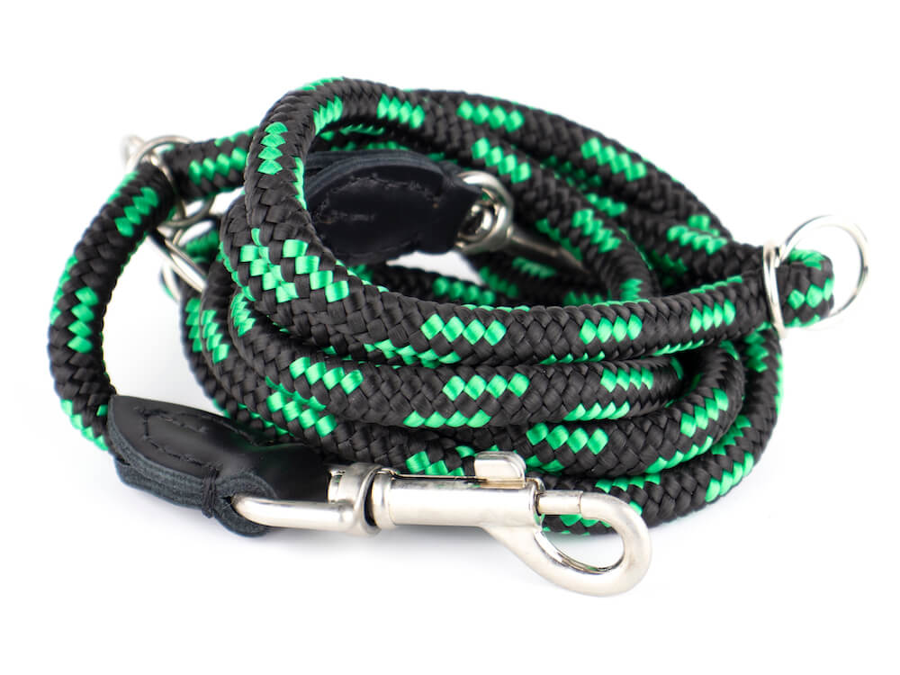 Vsepropejska Rope přepínací vodítko pro psa | 220 cm Barva: Černo-zelená, Šířka vodítka: 0,6 cm