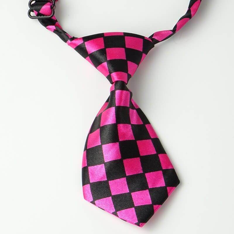 Levně Jerry růžová kostkovaná kravata pro psa