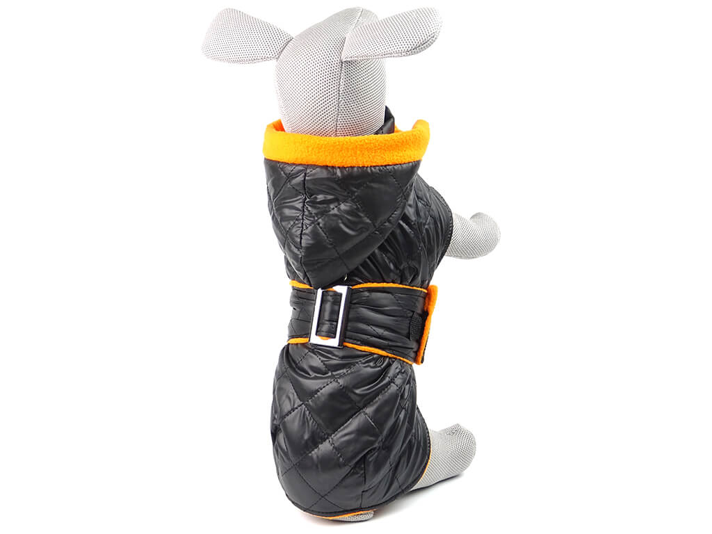 Vsepropejska Coldy bunda pro psa s kapucí Barva: Černo-oranžová, Délka zad (cm): 28, Obvod hrudníku: 22 - 38 cm