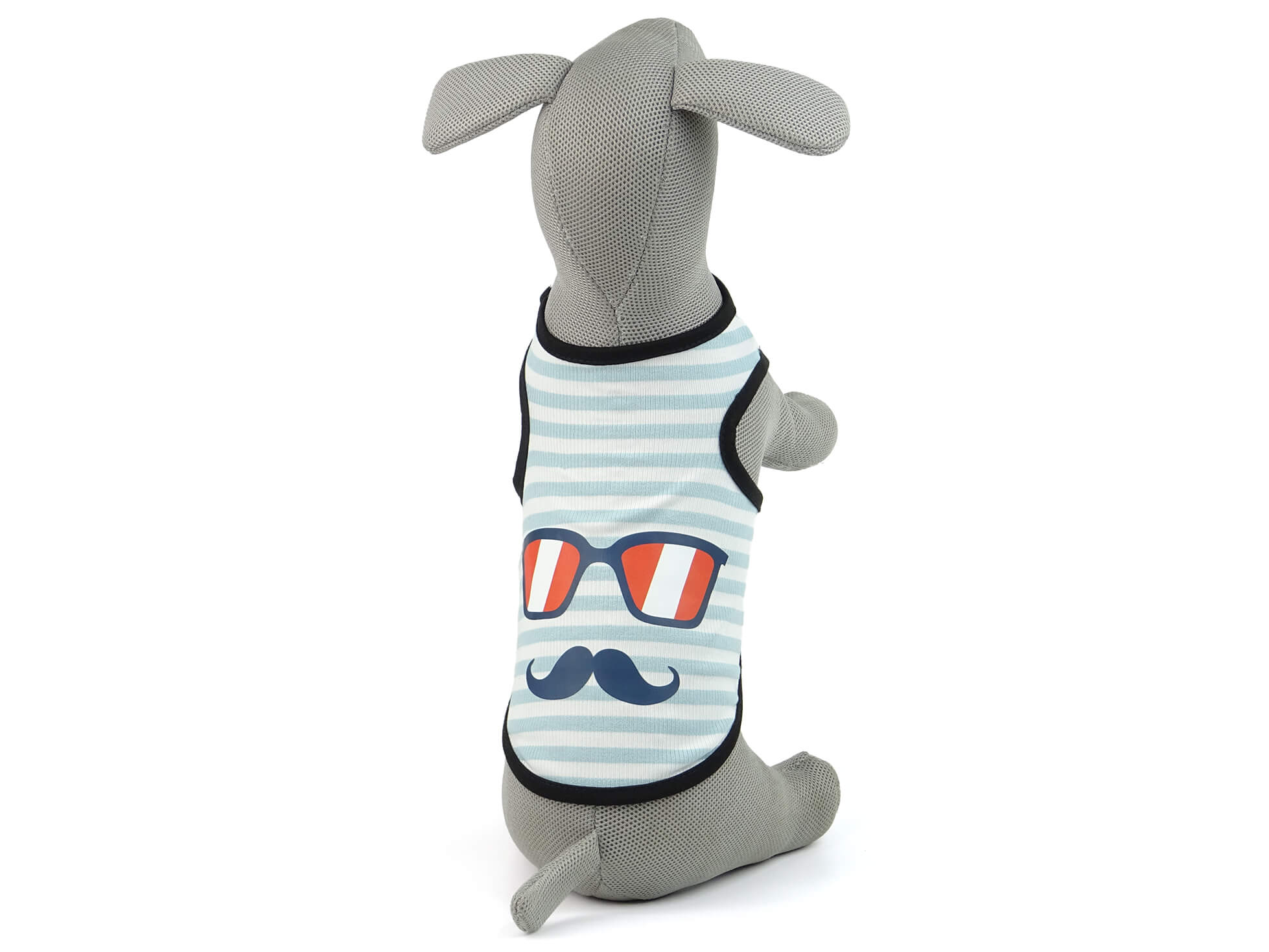 Vsepropejska Mustache pruhované tričko pro psa Barva: Modrá, Délka zad (cm): 31, Obvod hrudníku: 39 - 42 cm