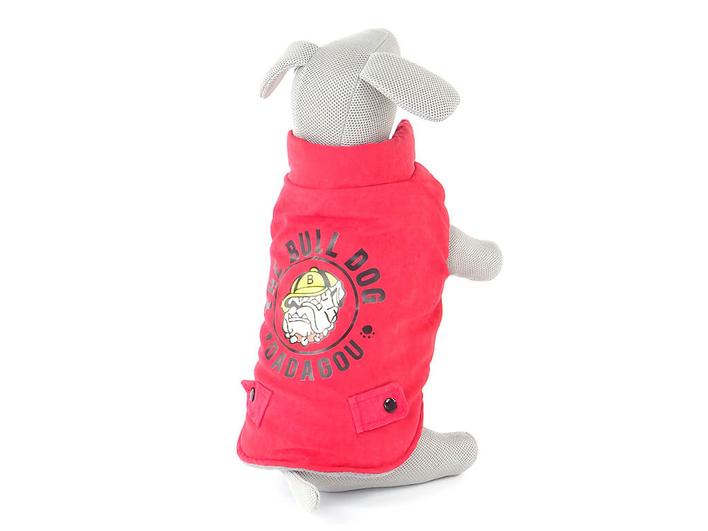 Levně Bulldog zimní bunda pro psa Barva: Červená, Délka zad (cm): 35, Obvod hrudníku: 54 - 60 cm