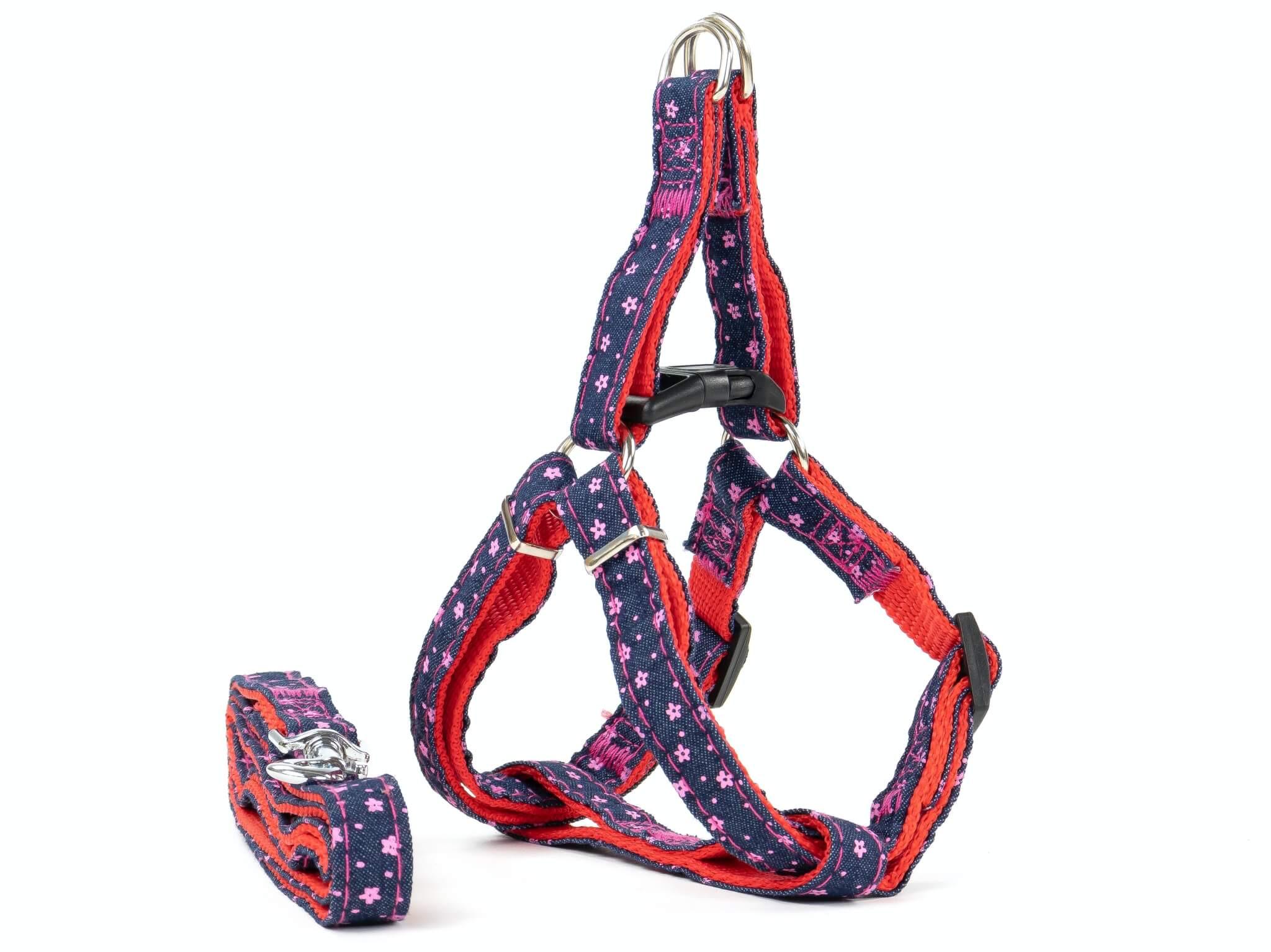 Vsepropejska Beauty postroj pro psa s vodítkem | 28 – 49 cm Barva: Modro-červená, Obvod hrudníku: 35 - 49 cm