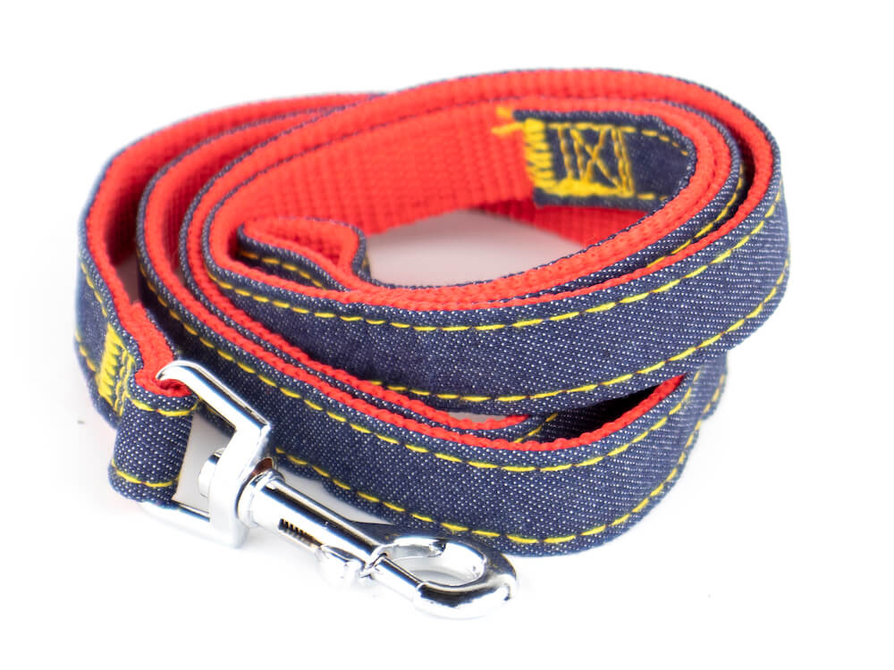 Levně Jeans vodítko pro psa | 120 cm Barva: Červená, Šířka vodítka: 2 cm