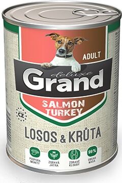 Grand deluxe 100% losos & krůta konzerva pro psa adult | 400g
