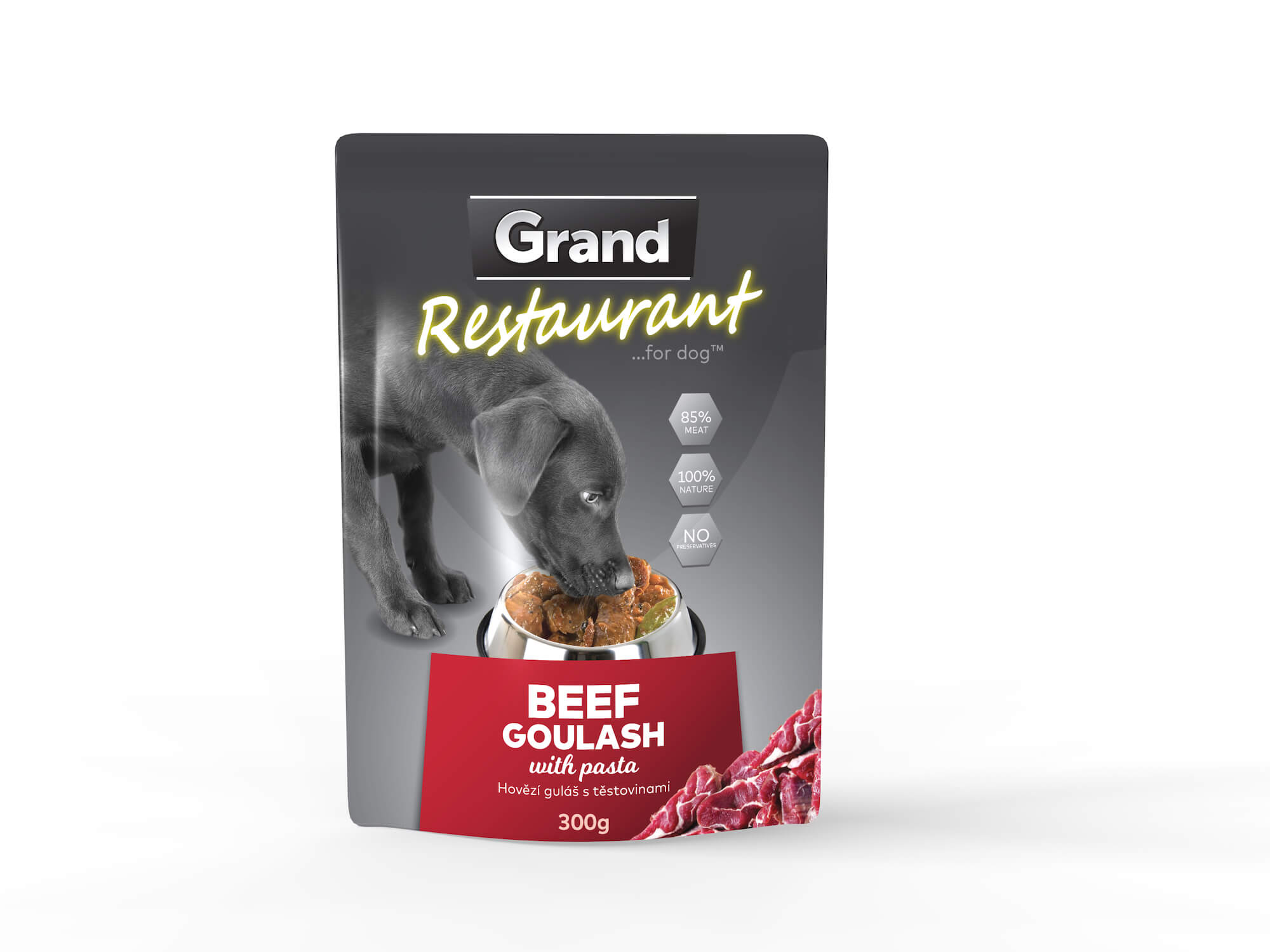 Grand restaurant hovězí guláš s těstovinami kapsička pro psy | 300g