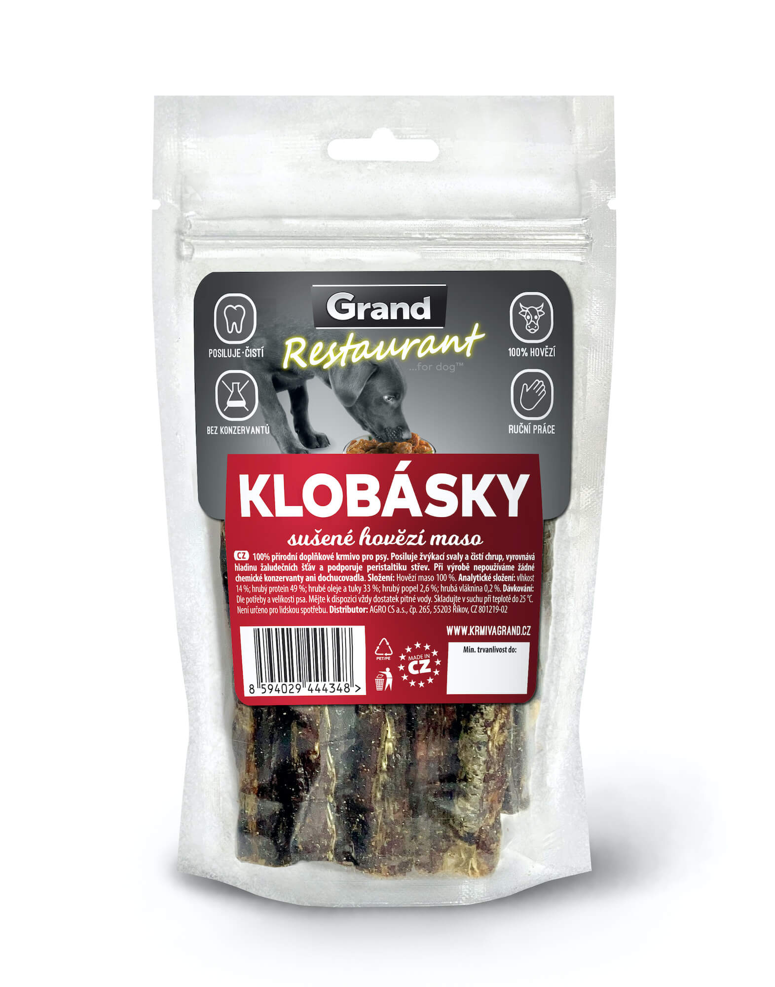 Grand restaurant hovězí klobásky pro psa | 100g