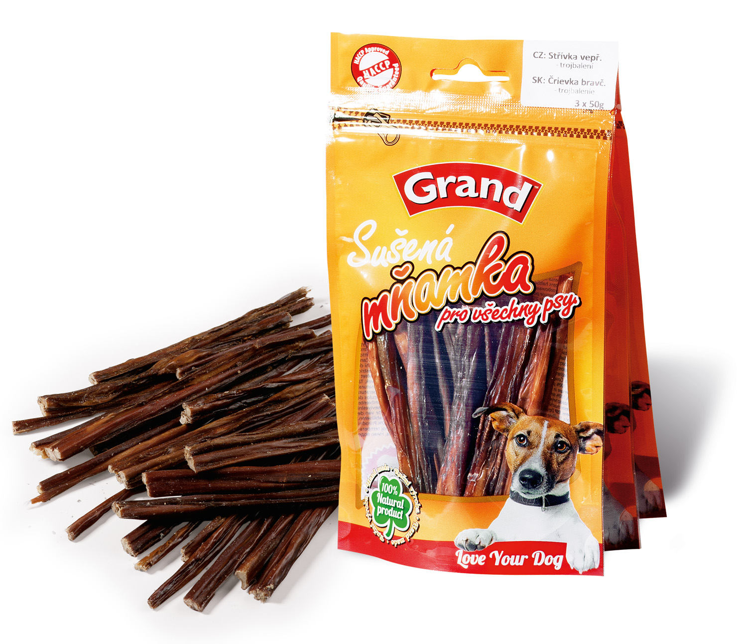 Grand sušená vepřová střívka pro psa | 3 x 50g