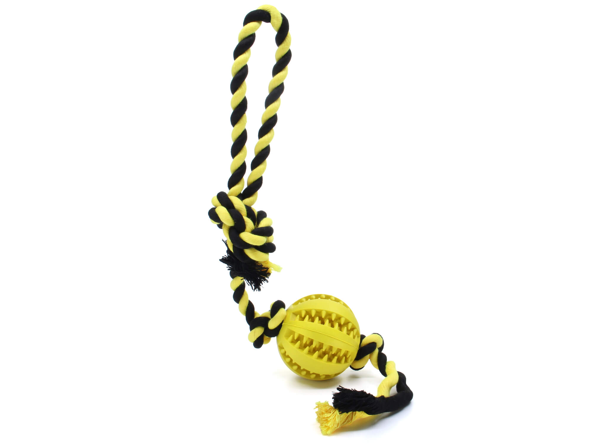 Levně Gila smyčka s dentálním míčkem pro psa Barva: Žlutá, Délka: 7 cm