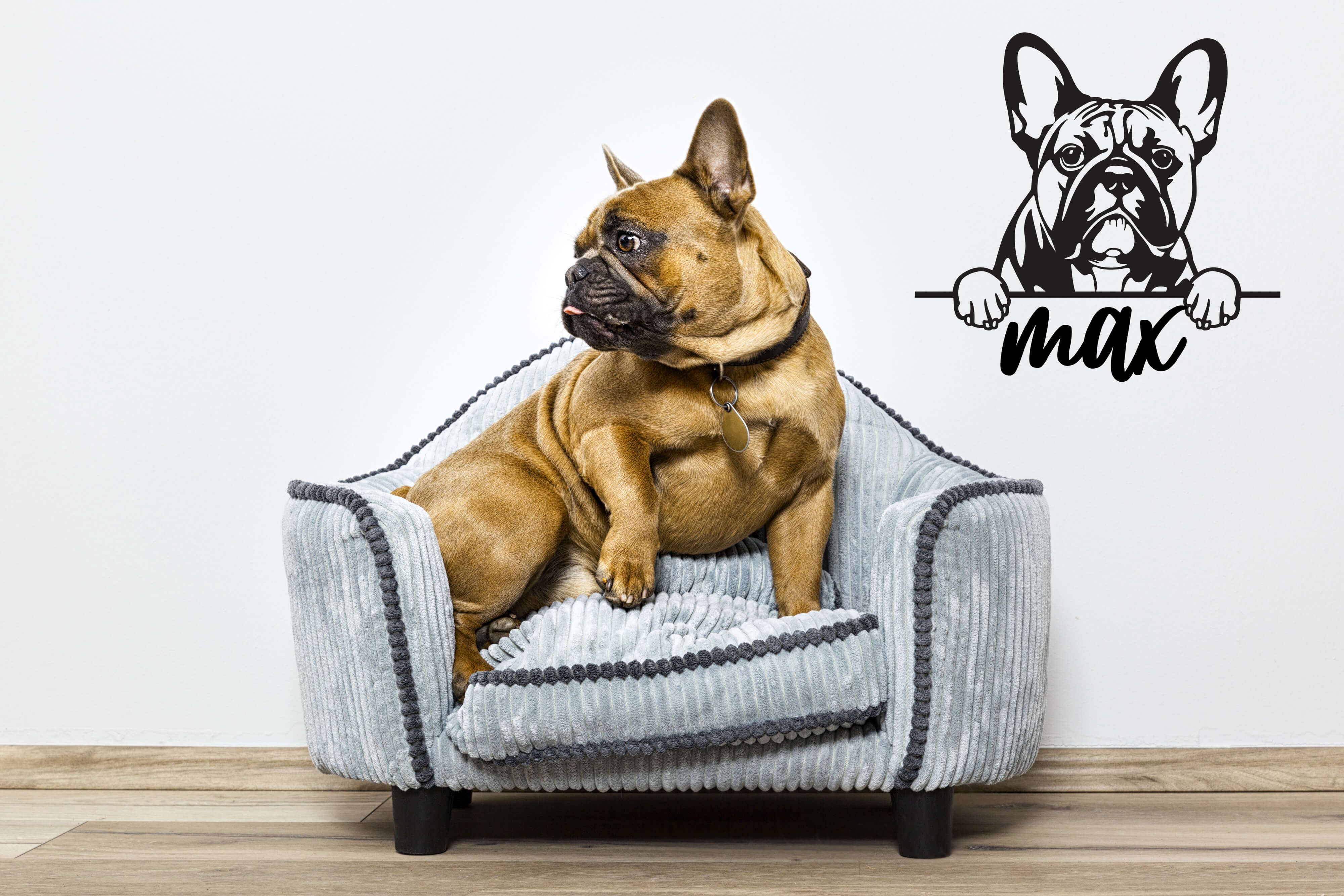 Vsepropejska Francouzský buldoček dřevěná dekorace na zeď Rozměr (cm): 65 x 79, Typ: Typ 2, Dekor: Černá