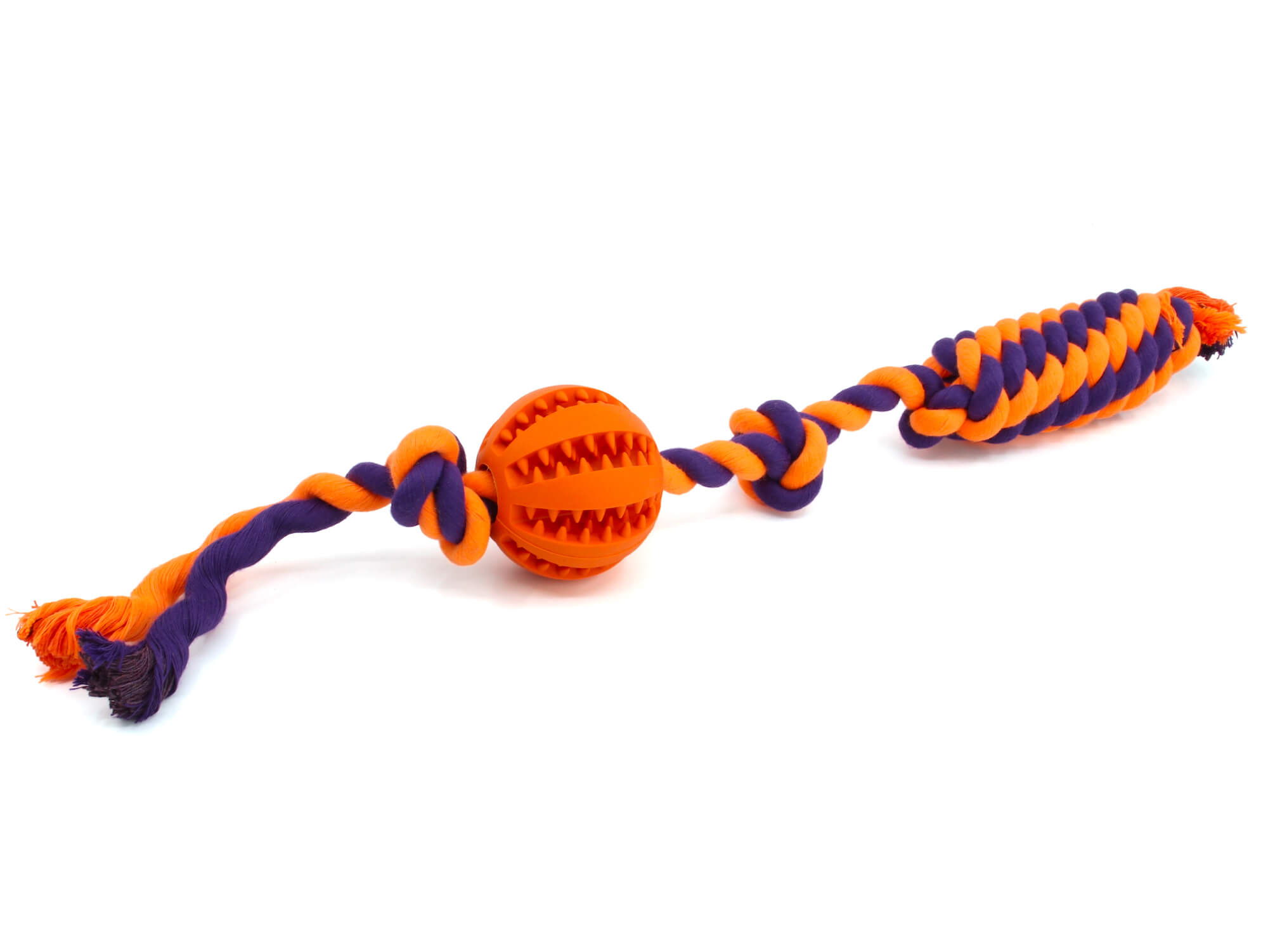 Vsepropejska Tula přetahovadlo s dentálním míčkem pro psa Barva: Oranžová, Délka: 5 cm