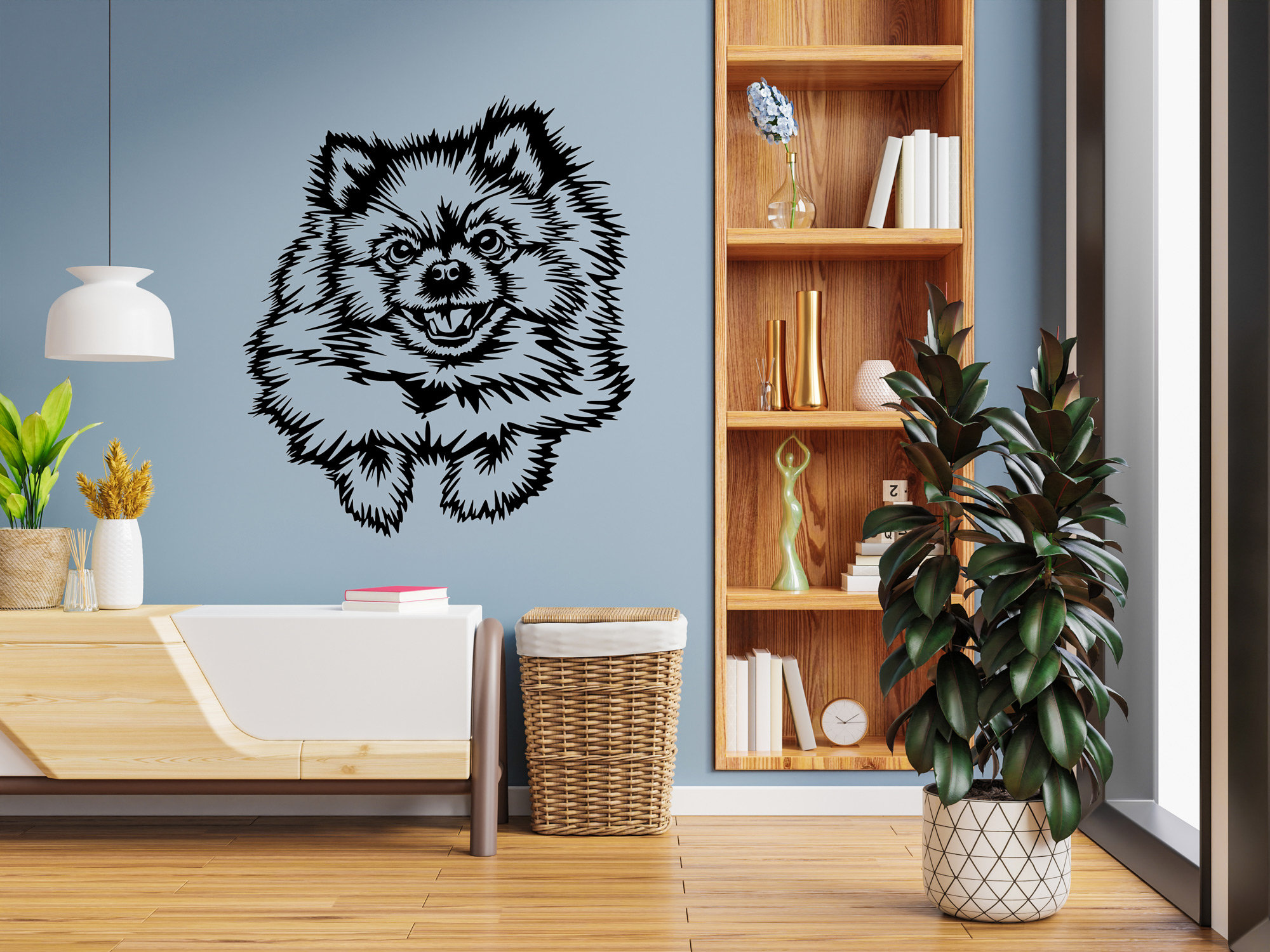 Vsepropejska Pomeranian dřevěná dekorace na zeď Rozměr (cm): 35 x 30, Typ: Pomeranian 1, Dekor: Černá + jméno psa