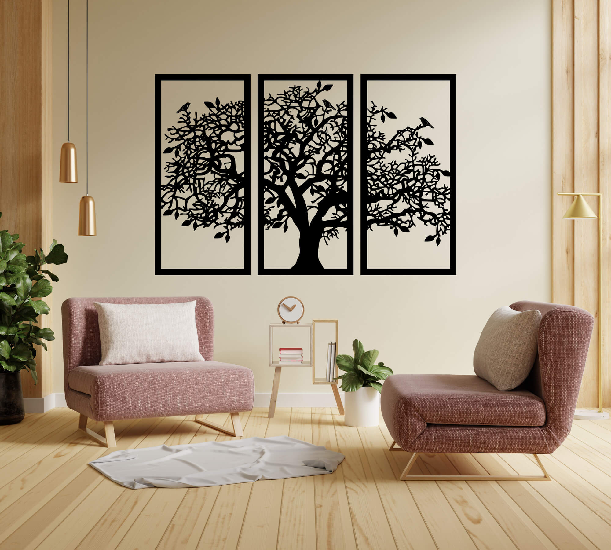 Levně Strom života 3 dekorace na zeď Rozměr (cm): 38 x 58, Dekor: Černá