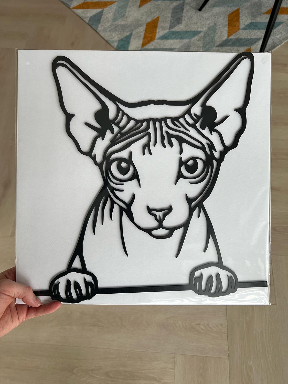 Vsepropejska Donský sphynx kočka dřevěná dekorace na zeď Rozměr (cm): 38 x 38