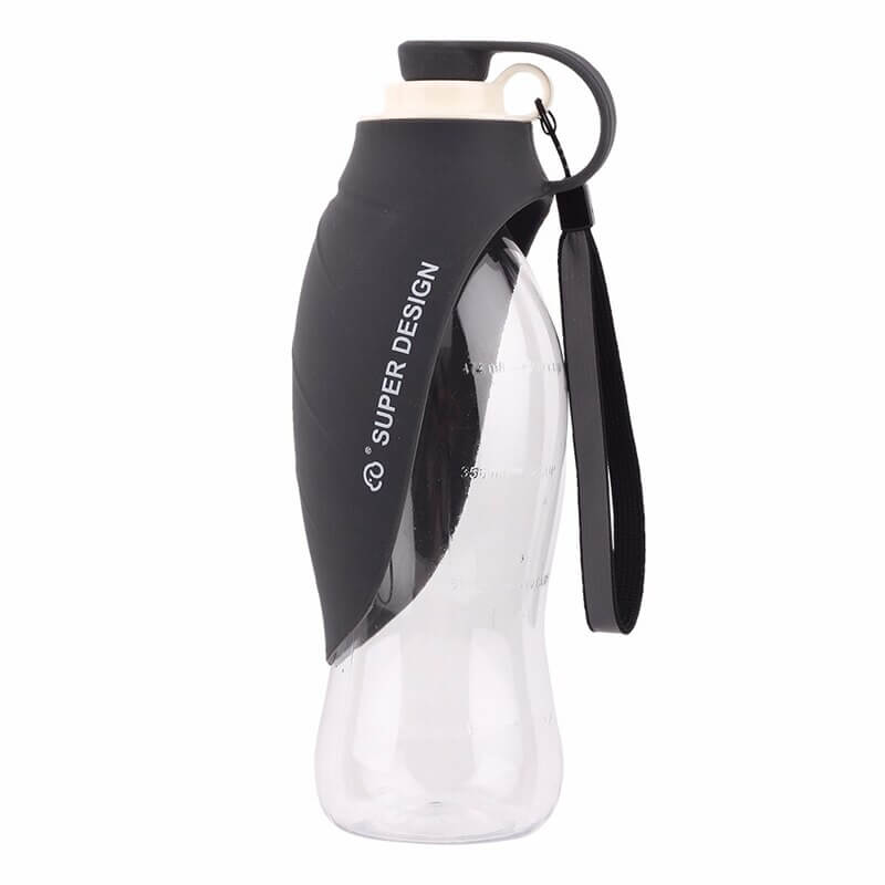 Levně Portable cestovní láhev pro psa se silikonovou miskou 580 ml Barva: Černá