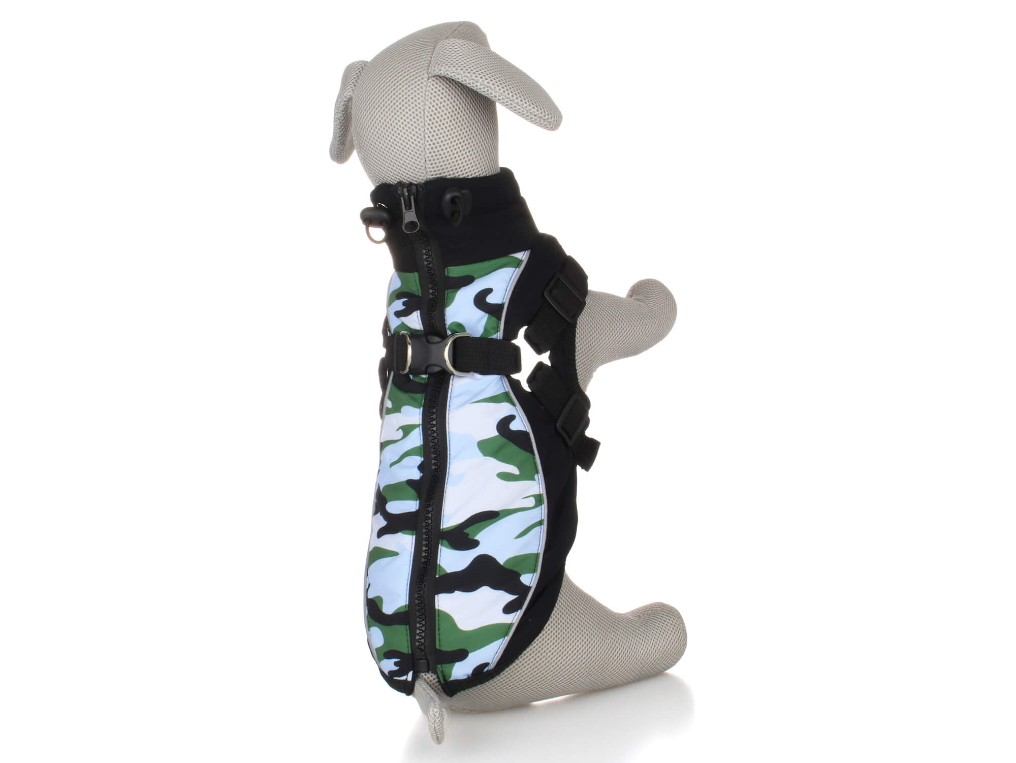Levně Pinta zimní bunda pro psa s postrojem Barva: Modrá, Délka zad (cm): 39, Obvod hrudníku: 46 - 50 cm