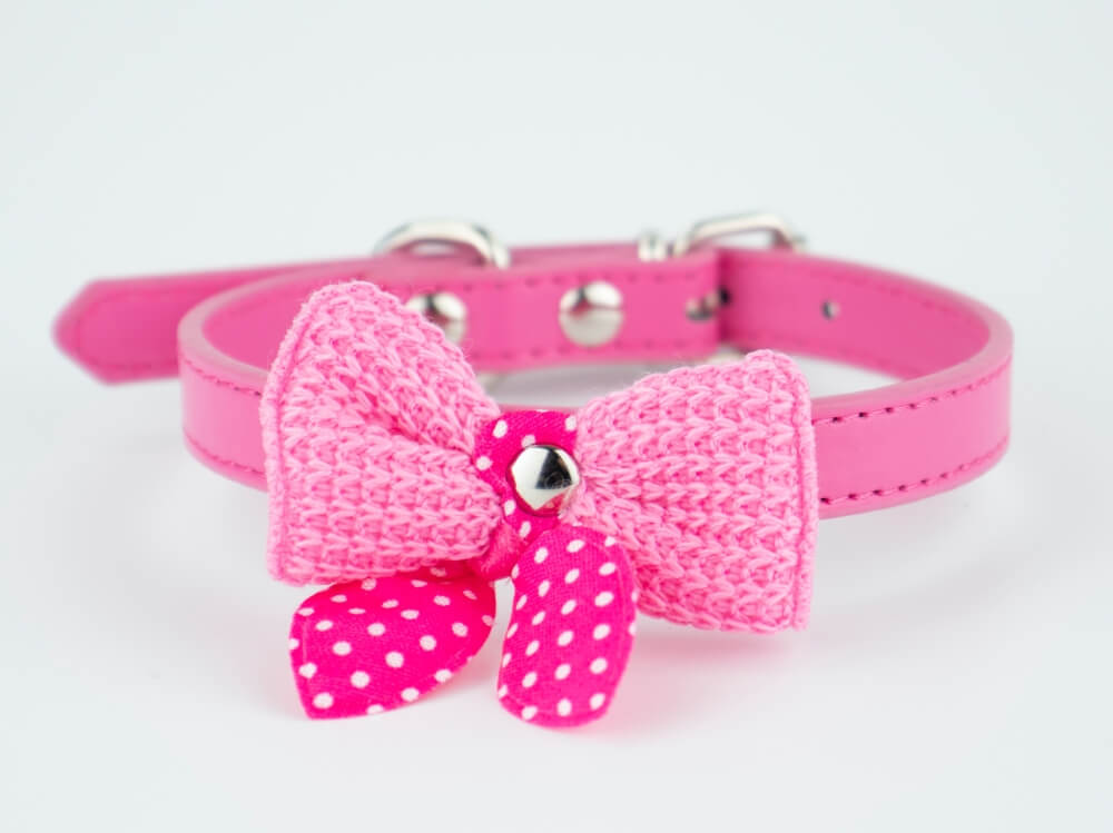 Vsepropejska Fashion obojek s motýlkem | 18 - 36 cm Barva: Tmavě-růžová, Obvod krku: 27 - 36 cm