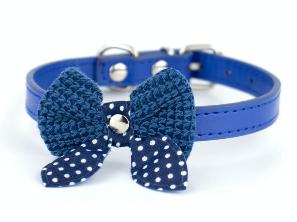 Vsepropejska Fashion obojek s motýlkem | 18 - 36 cm Barva: Tmavě-modrá, Obvod krku: 18 - 23 cm