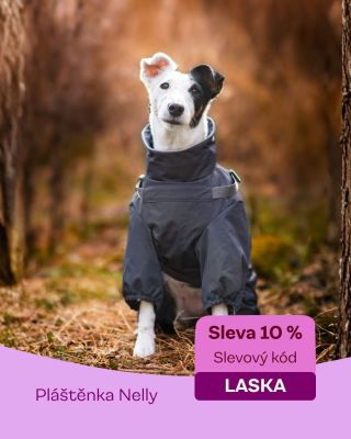 Déšť? Nevadí ☔ Pláštěnka Nelly udrží pejska v suchu a teple – teď se slevou 10 % s kódem LASKA....