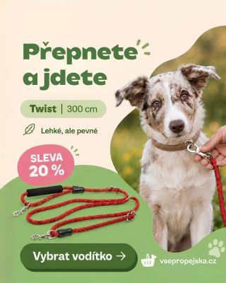 🐕 Přepnete délku a můžete pokračovat. Přepínací vodítko se hodí, když během jedné procházky potřebujete střídat větší...