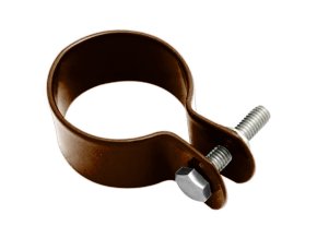 Objímka pro sloupek 50mm; šroub + matice; Zn+PVC, Hnědá