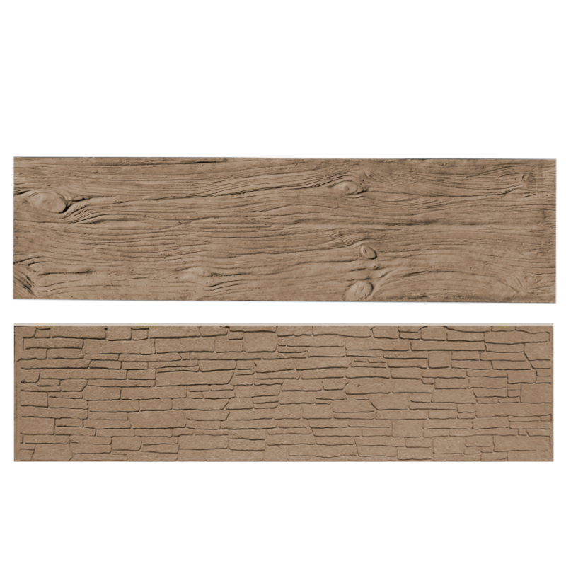 Betonový panel rovný oboustranný dřevo 200 x 50 x 4 cm - hnědá