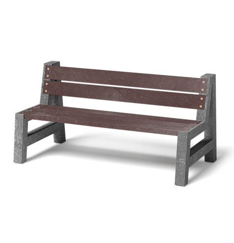 Recyklátová lavička SOFIE; 1500x410mm; šedá + hnědá