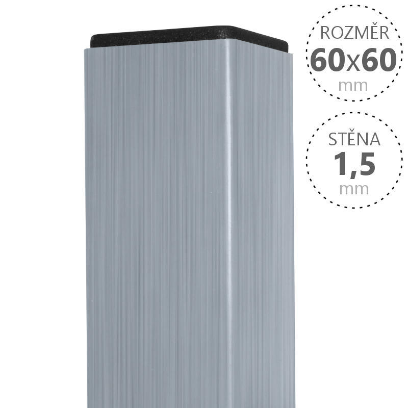 Sloupek pozinkovaný 60/60/1,5mm s krytkou 60x60, délka 4000mm Délka v mm: 1000 VCP PLOTY Sklad8 7