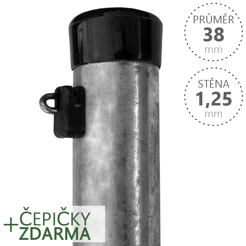 Plotový sloupek IDEAL zinkovaný, průměr 38mm, síla stěny 1,25mm, výška dle výběru Délka v mm:: 2000 mm VCP PLOTY Sklad8 0