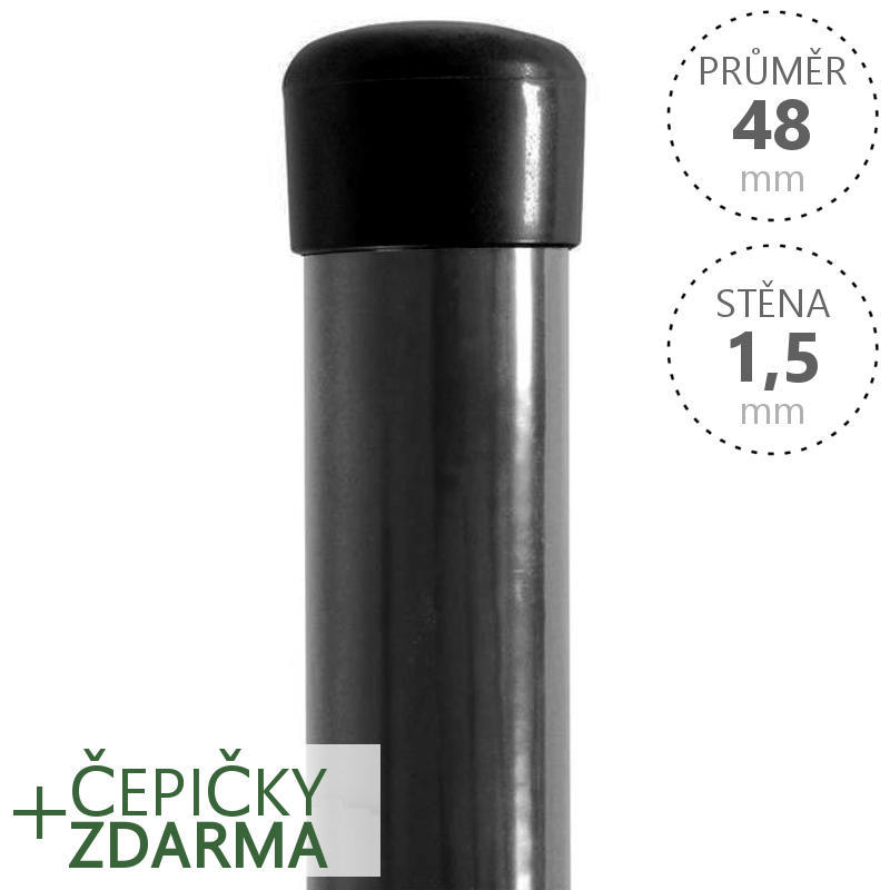 Sloupek Ideal Zn+PVC 48x1,5xrůzné délky, antracit Délka v mm:: 1750 mm PLOTY Sklad8 0