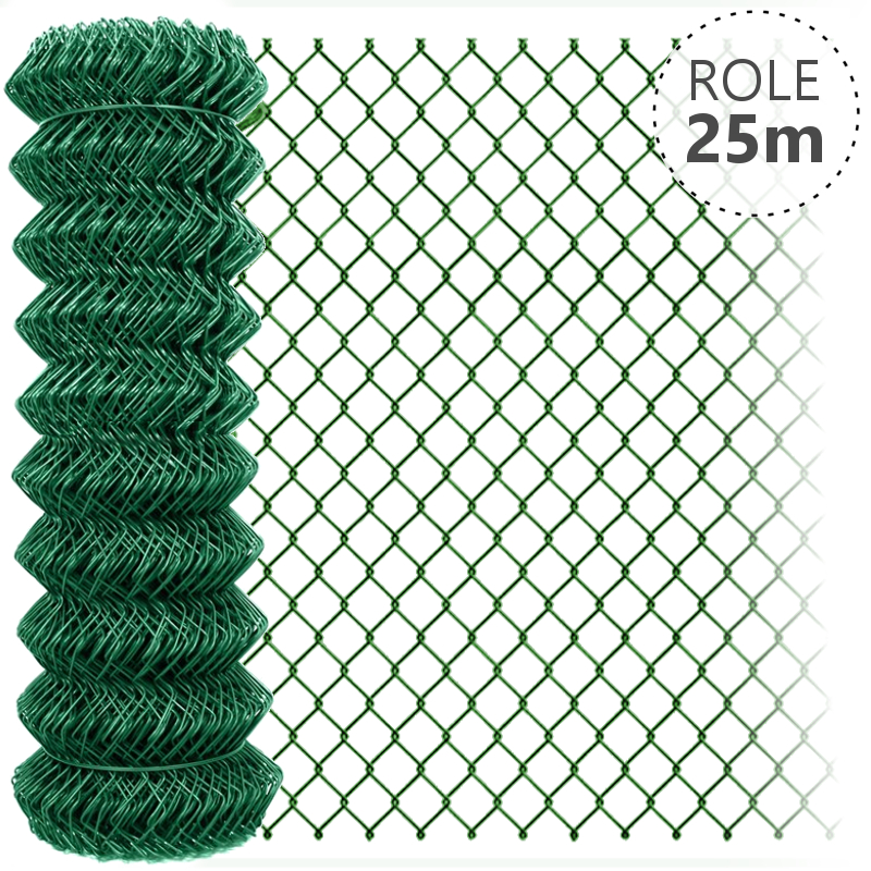 Pletivo Zn+ poplastované IDEAL 1,5/2,5/zelené/role 25m bez zapleteného napínacího drátu, výška dle výběru od 800 do 2000 mm výška v mm: 1400 mm VCP PLOTY Sklad8 0