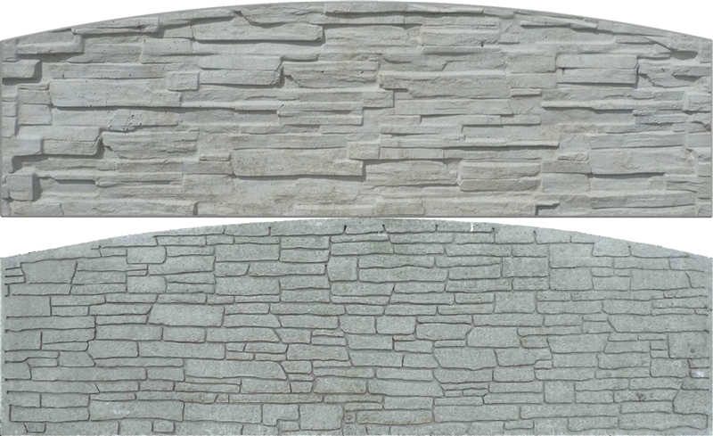 Betonový panel oblouk velký oboustranný štípaný kámen 200 x 50-66 x 4,5 cm - přírodní PLOTY Sklad8 5-300