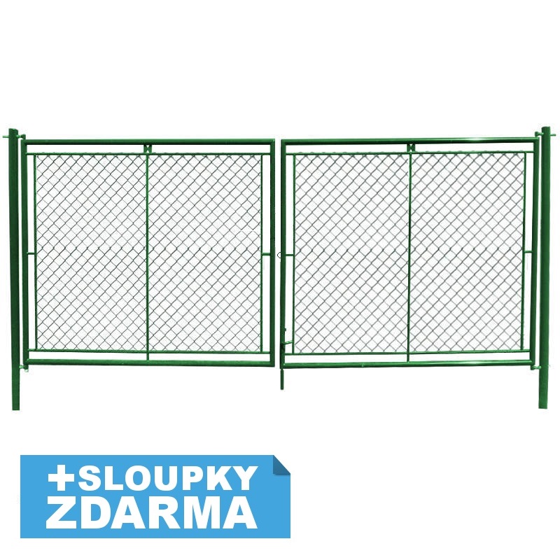 Zahradní brána dvoukřídlová s okem na visací zámek š. 3600 x v. dle výběru / celovýplet vč. sloupků Výška v mm:: 1000 VCP PLOTY Sklad8 0