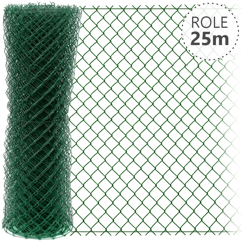 Pletivo Zn+ poplastované IDEAL 1,65/2,5/zelené/role 25m se zapleteným napínacím drátem, výška dle výběru od 1000 do 2000 mm výška v mm: 2000 mm VCP PLOTY Sklad8 0