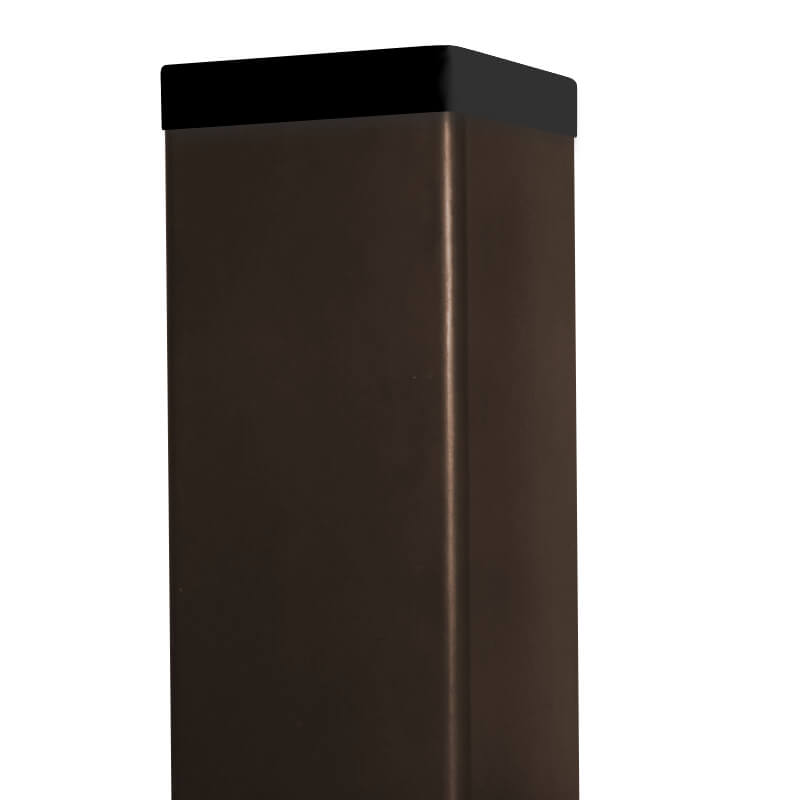 Sloupek DAMIPLAST® Zn+poplast 60/60/1,5 mm, výška dle výběru, barva: hnědá vč.krytky 65x65 Délka v mm: 1000
