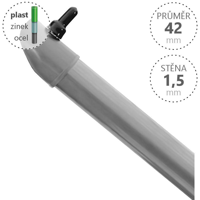 Vzpěra DAMIPLAST® Zn+ poplast PVC / průměr 42x1,5 mm, barva: šedá Délka v mm:: 2600 PLOTY Sklad8 5-300