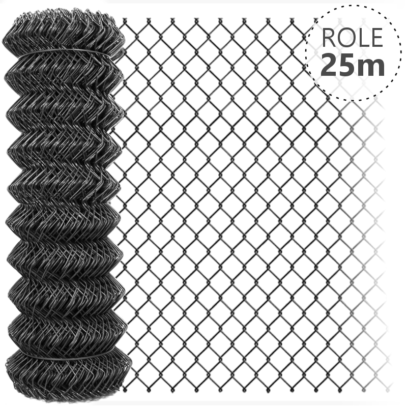 Pletivo Zn+PVC 50, 1,65/2,5 bez zapleteného ND, barva ANTRACIT, 25 m Role: 1500mm/25m VCP PLOTY Sklad8 0