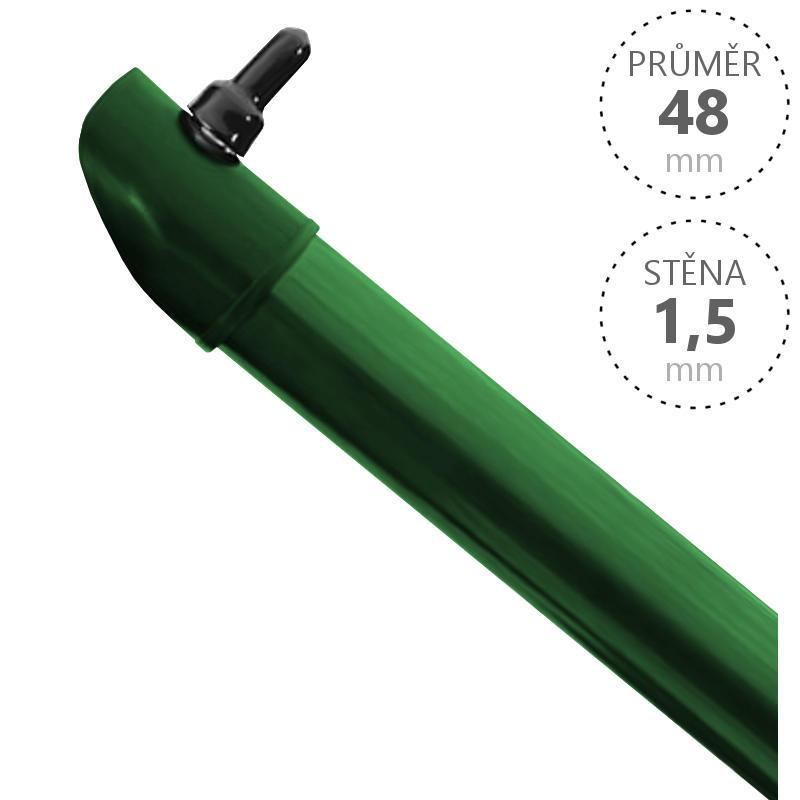 Vzpěra Ideal PVC 48 x 1,5 mm různé délky, včetně spojovacího materiálu, ZELENÁ Délka v mm:: 4000 VCP PLOTY Sklad8 0