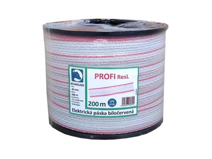 Ohradníková páska pro koně PROFI ResL bíločervená 40mm/200m