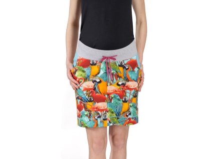 Těhotenská sukně Rialto Bogny papoušci 0501 (Dámská velikost 36)