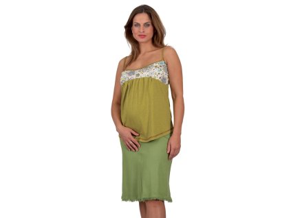 Těhotenská sukně Rialto Sanem lněná zelená 01244 (Dámská velikost 38)