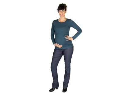 Těhotenské a kojící bavlněné tričko Rialto Dora, petrol 0586 (Dámská velikost 34)