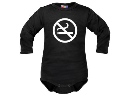 Body dlouhý rukáv Dejna No Smoking - černé (Velikost 68 (3-6m))