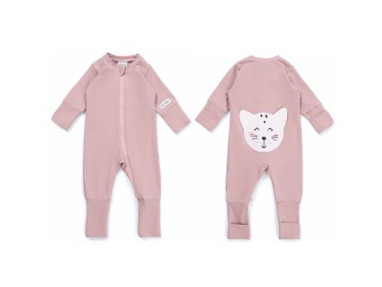 Moniel Dětský rostoucí overal Kočka Pastel růžová