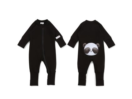 Moniel Dětský rostoucí overal Panda All Black černá