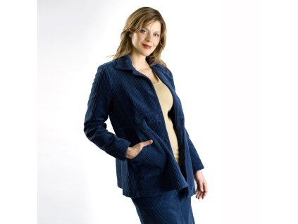 Těhotenský manšestrový kabátek Rialto Margot modrý 19235 (Dámská velikost 38)