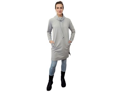 Teplákové mikinošaty Rialto Lotka světle šedá 0495 (Velikost L)